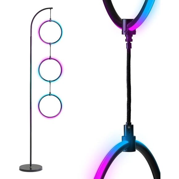 Brightech Nova Modern Color Changing Floor Lamp 3-Circle Ring-Style Pendant - Picture 1 of 5